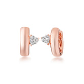 Silver Small Hoop, Rose Gold Plating, Natural White Topaz  + Star Gift